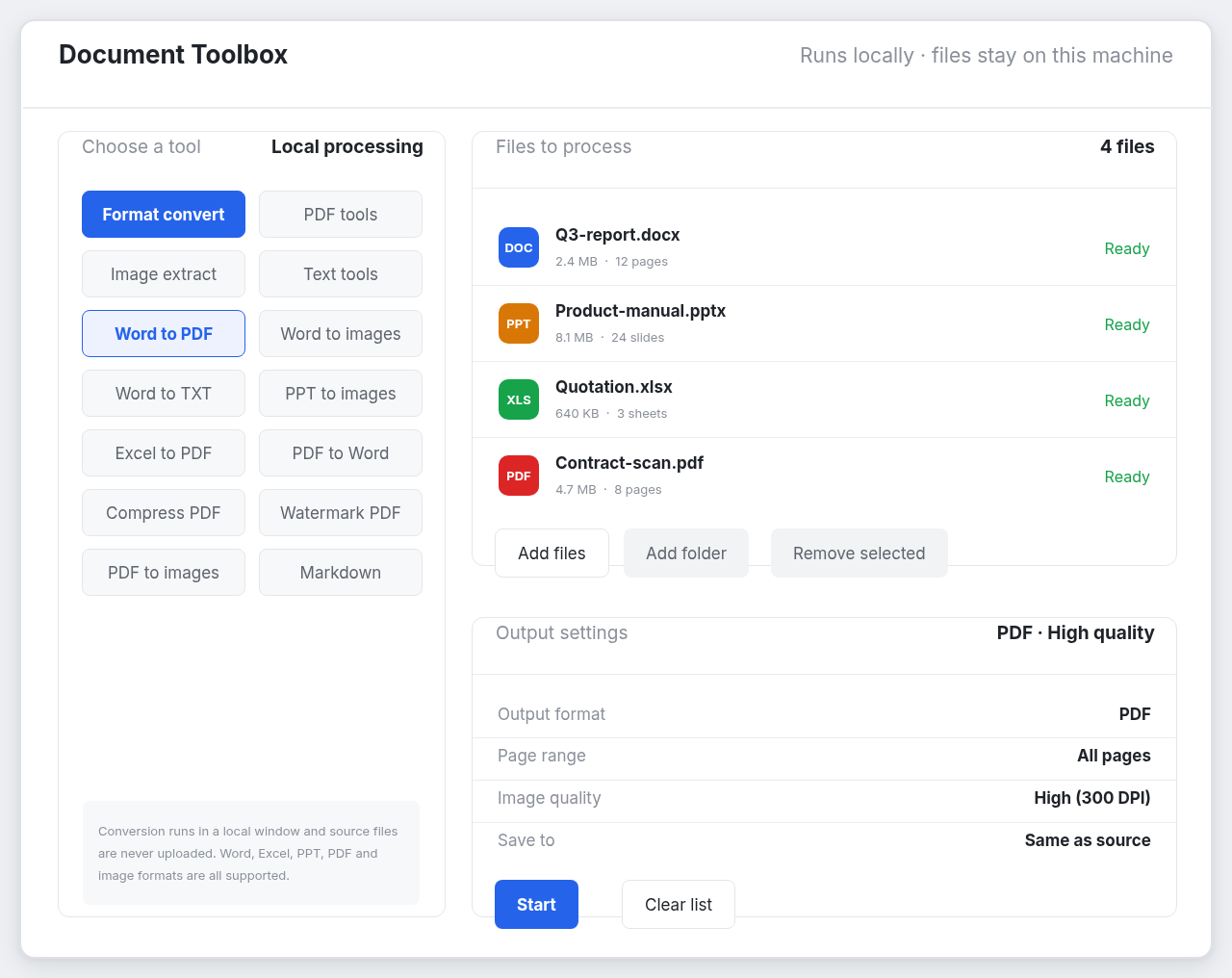Document Toolbox desktop app on Windows